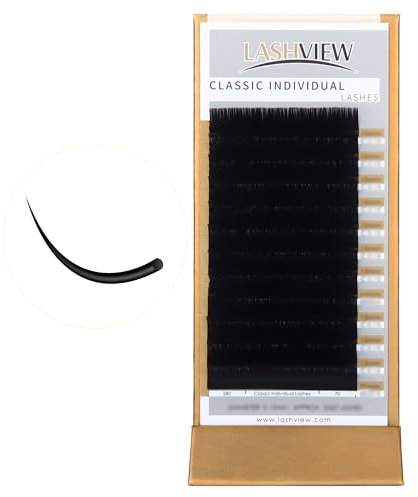 LASHVIEW Eyelash Extensions - Premium Single Classic C Curl, 0.15 Thickness, 8-15mm Mixed Tray, Natural Semi Permanent, Soft Application-Friendly