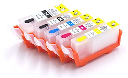 vhbw 5er-Pack Refill Tintenpatrone Leer Mehrfarbig kompatibel mit Canon Pixma MX715, MG8250, MG8240 Drucker, CISS - mit Chip (Kompatibel)