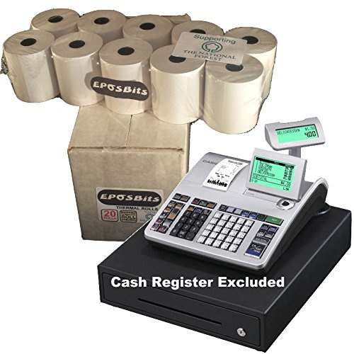 EpoSBITS® - Rotoli per registratore di cassa Casio SE-S400 SES400 SES SE S S400 400, 20 rotoli