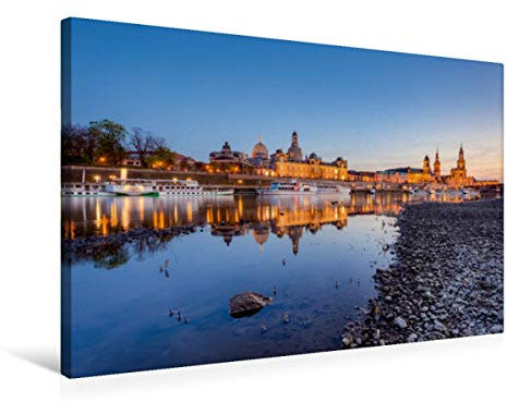 Premium Textil-Leinwand 75 x 50 cm Quer-Format Am Elbufer in Dresden | Wandbild, HD-Bild auf Keilrahmen, Fertigbild auf hochwertigem Vlies, Leinwanddruck von Michael Valjak