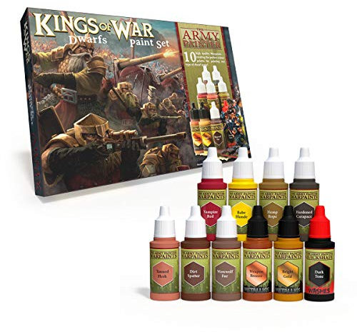 The Army Painter | Kings of War Dwarfs Malset | 10 Acrylfarben für das Bemalen von Fantasy Dwarf Infantry und Warmachines | Wargames Miniatur Modell Malerei