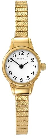 Sekonda Women's Quartz Watch with White Dial Analogue Display and Gold Stainless Steel Bracelet 4474.27
