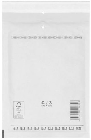 verpacking Luftpolstertaschen Versandtaschen Luftpolsterumschlag C3, Innenmaß 150 x 215 mm (Außenmaß 170 x 225 mm) Weiß Polsterumschläge selbstklebend geeignet für DIN A5 B6+ (400 Stück)