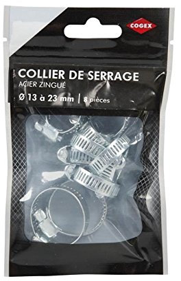 COGEX 85331 Collier serrage acier, Gris, Ø 13-23 mm, Set de 8 Pièces