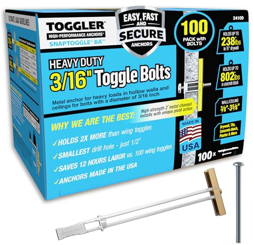 TOGGLER SNAPTOGGLE Toggle Bolt 3/16-24 UNC, 100 Pack, Round Head