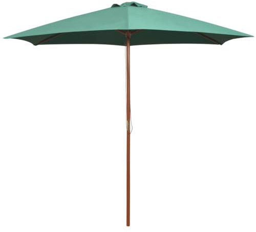 vidaXL - Sombrilla con poste de madera, parasol de terraza, parasol de jardín, sombrilla de patio, sombrilla de exterior, resistente a los rayos UV, 270 x 270 cm, color verde