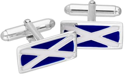 Sterlingsilber & Emaille Flagge Schottland Rückschwenk Manschettenknöpfe