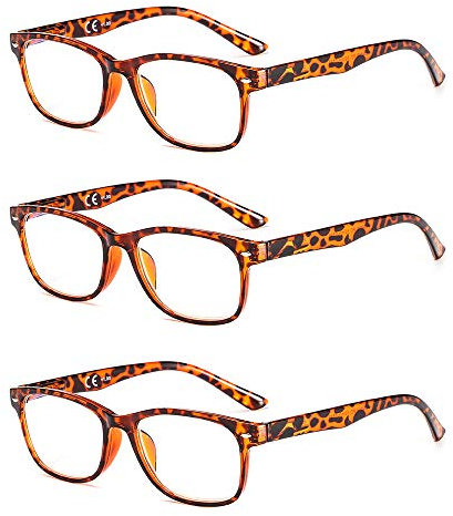 Suertree Lesebrille Anti Blue Light Computer Brille Frauen Männer Reader Blocking 3 Pack 3.0X Braun BM162