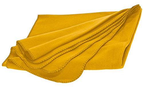 noTrash2003 XL Fleecedecke im Kissen mit rundumlaufenden Reissverschluss Kuscheldecke Hausdecke Tagesdecke Wohndecke Sofadecke in einem ca. 180x120 cm (Gelb)