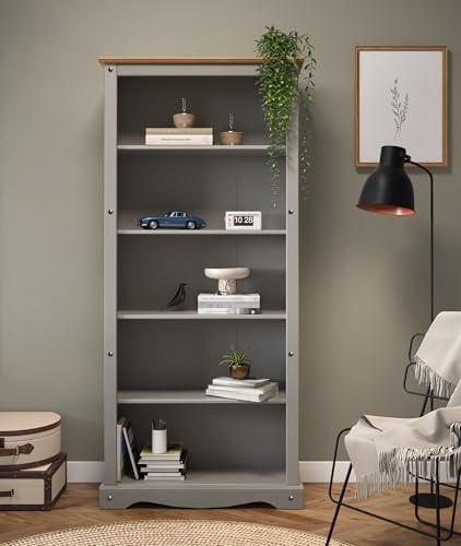 Mercers Furniture Corona Grey Wax Large Bookcase