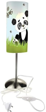 CreaDesign TI-1113 Panda Bär Nachttischlampe Kinderzimmer mit Namen, Kinder Tischlampe/Schlummerlicht mit Schalter für Steckdose, E14, 38 cm hoch