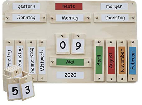 TimeTEX Jahreskalender aus Holz für Grundschule und Kita - 38 x 60 cm - 94910