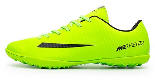 Herren Fußballschuhe Professionelle Herren Jungen Fußballschuhe Schnüren Kunstrasen Turnschuhe,Grün,41 EU