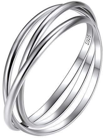 Suplight 925 Silber Verlobungsring für Männer Herren 3 ineinander verschlungene Ringe Design Fingerring schlicht Ehering Memoirering Ring Größe 67
