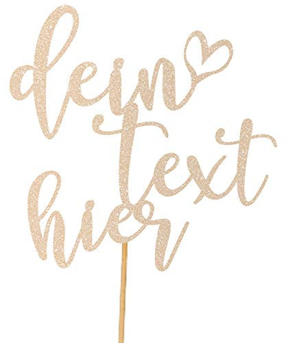Cakeshop Personalisierte Nachricht Glitzer Kuchen Deko Angepasste Farbe alle Namen, jedes Alter, alle Wörter Glitzer Kuchen Dekoration für Geburtstagskuchen (Rose Gold)