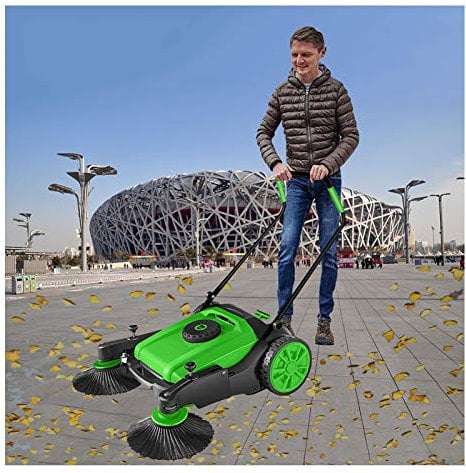 HJGHY Barredora Manual (Ancho de Barrido 980 mm, Recipiente Colector 70 L, Sin Batería) para Jardines, Parques, Patios, Áreas Comerciales