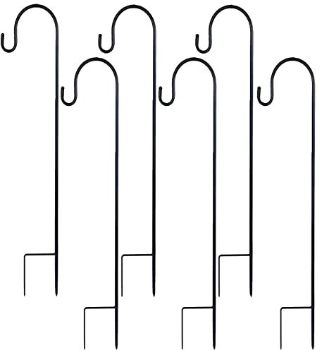 Garden Shepherd Hooks, 6 Pack XVZ 120cm Metal Garden Stake with Hook, for Hanging Basket, Bird House, Flower Pots, Lanterns