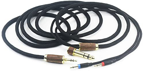 6N OCC Kupfer versilbert Upgrade Audiokabel Walnussholzschale 3,5 mm Stecker & 6,3 mm Adapter Kompatibel mit Monolith M1060, M1060C, M565, M565, für AudioQuest NightHawk Kopfhörer (2X 2,5 mm Version)