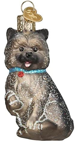 Old World Christmas Cairn Terrier Glass Blown Ornament for Christmas Tree, Handcrafted Holiday Decoration, Dog Collection
