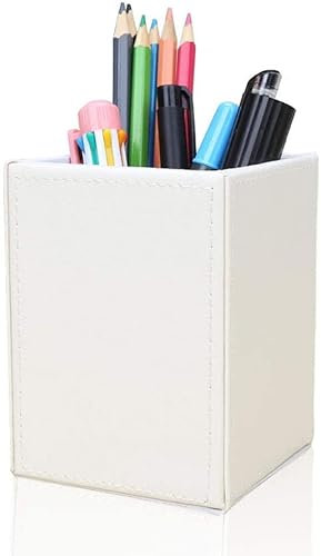 KINGFOM Klassisch Kunstleder Stifteköcher (Weiß)