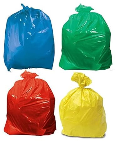Pound Veg COLOURED RECYCLING REFUSE SACKS/BIN BAGS 90L - 18 X 29 X 39, SORTING YOUR RECYCLES WASTE (Green, 50)