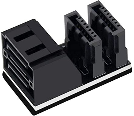 xiwai Adaptador SATA de 7 pines hembra a macho de 7 pines vertical en ángulo de 90 grados, doble puerto, perfil bajo para computadoras de escritorio, placa base SSD HDD
