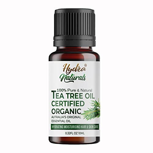 Hydra Naturals Pure Australian Tea Tree Essential Oil 10ml | for Skin, Nail Fungus, Face, Hair, Acne, Piercings, Head Lice | Diffuser Oil for Home, Candle & Soap Making | Vegan