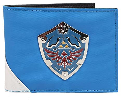 Legend Of Zelda Metal Hylian Shield Herren Blau Bi-Fold Wallet, Blau, Eine Größe passt meistens
