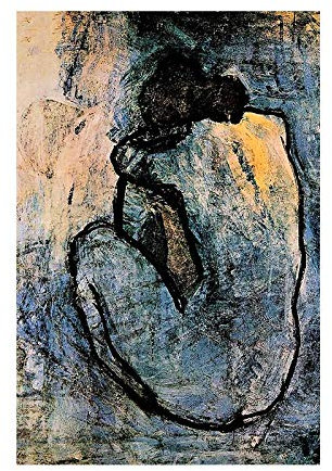 Leju Art Berühmtes Gemälde Blauer Akt von Pablo Picasso Leinwand Gemälde Poster und Drucke Wandkunst Bilder für Wohnzimmer Dekor 40X60cm(16x24in) Innen gerahmt