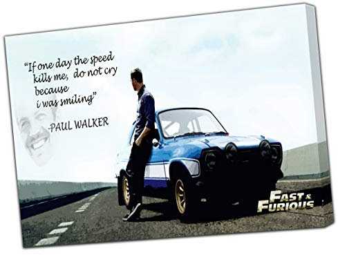 Paul Walker Fast and Furious Bild auf gerahmter Leinwand, Dekoration, 60 x 40 cm, 18 mm tief
