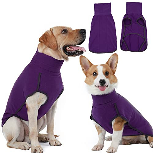 Hjyokuso Pullover Hund, Hundemantel Fleece - Warmer und Leichter Hunde-Pulli, Winter- und Outdoor-Mantel für kleine bis große Hunde - Lila