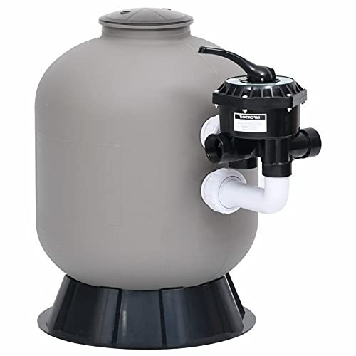 SHUJING Pool-Sandfilter mit seitlich montiertem 6-Wege-Ventil, Sandfilteranlage Pool, Poolpumpe, Poolfilter, Sandfilter, Sandfilterpumpe Für Pool, Pool Filtersand, Grau