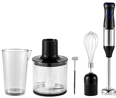 Joberio Mano Inmersión, Batidora 5 En 1 Acero Inoxidable, Varillas Picadoras Eléctricas Inmersión para Preparar Y Mezclar Sopas, Picadora Y Batidor Mango Fácil Agarre para Mezclar, ezcl
