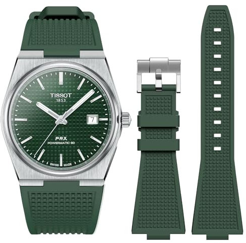 Stanchev Armband für Tissot PRX Uhrenserie, Weicher Silikonarmband für Tissot PRX Powermatic 80, 12mm Ersatzarmbänder für Herren und Damen für Tissot PRX Serie Uhren 40mm (Dark Green)