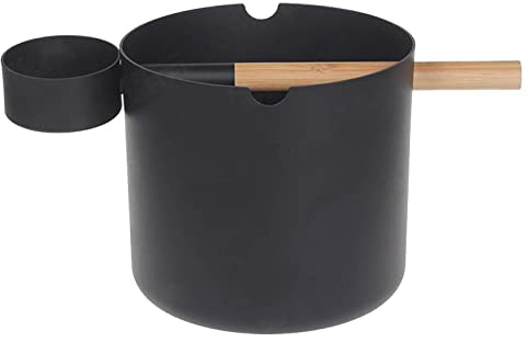 NOLLAM Saunakübel, handgefertigter Saunakübel aus Aluminium, 7 l Saunakelle mit Löffel, Löffelset Schöpfkelle Eimer für Camping, Outdoor, Reisen, Schöpfkelle Saunafass für Zuhause, Badezimmer, Spa