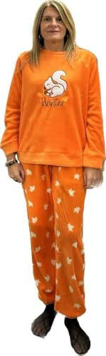 BISBIGLI Pigiama donna in morbido coral ricamo scoiattolo art. 88637-48, Arancione