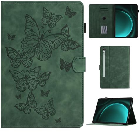 CASAFUNY Funda para Samsung Galaxy Tab S10 FE 10.9'' 2025 / S9 FE 10.9'' / S9 11'' 2023 Case con Soporte Fnción y Auto-Sueño/Estela para Samsung Galaxy Tab S10 FE/S9 FE/Tab S9, Verde
