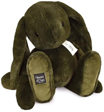 HISTOIRE D'OURS - Großes Plüschtier Hase – Kollektion Le Lapin – Farbe Khaki – Begleiter für weiche und unendliche Umarmungen – 50 cm – unvergessliche Geschenkidee für kleine und große Kinder – HO3253