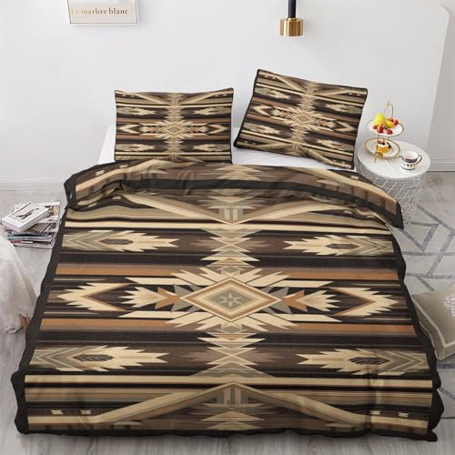 GEDAEUBA Azteken Bettwäsche 135x200 - Aztekenmuster Bettbezug 135 x 200 2er Set, Wendebettwäsche und Kissenbezug 80x80, Weiche & Angenehme Mikrofaser Bettwäsche-Sets mit Reißverschluss