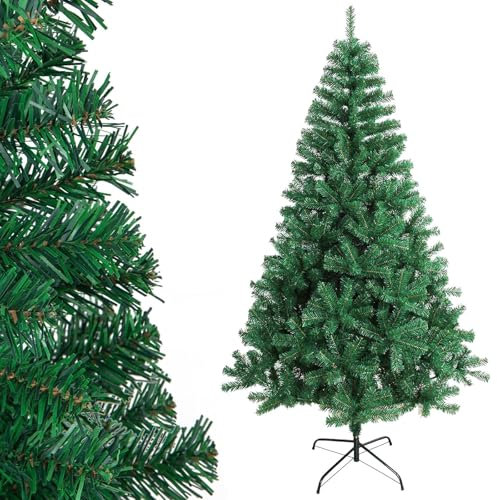 JOFONY Künstlicher Weihnachtsbaum ca.150cm,Künstlich Tannenbaum mit 450 Spitzen und Schnellaufbau Klapp-Schirmsystem,PVC Christmas Tree mit Metallständer für Weihnachtsdeko