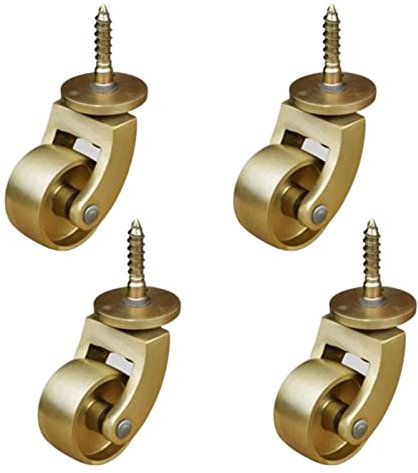 Lenkrollen, Rollen, Plattenrollen, Lenkrollen aus massivem Messing, Lenkrollen, Räder, Universal-Möbelrollen, mit Schaftschraube aus poliertem Messing, Lenkrollen