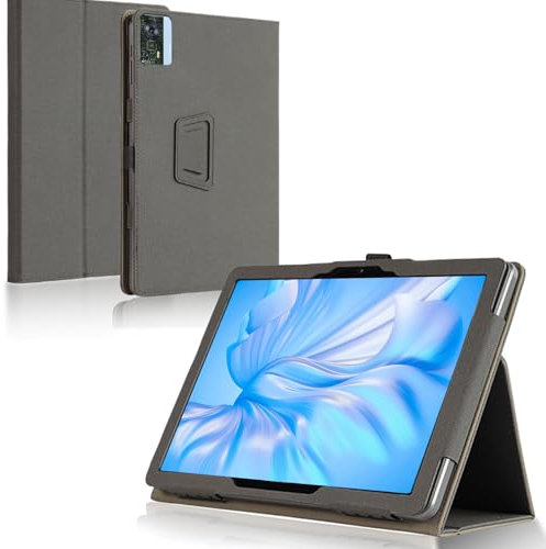 Haofun Hülle Kompatibel mit OUKITEL OT5S/OT5/DOOGEE T20 Ultra/T40 Pro, Schlanke und leichte Flip Case Klappbar, Rückseite Abdeckung Klappständer, Schlanke Schutzhülle mit Handschlaufe, Schwarz
