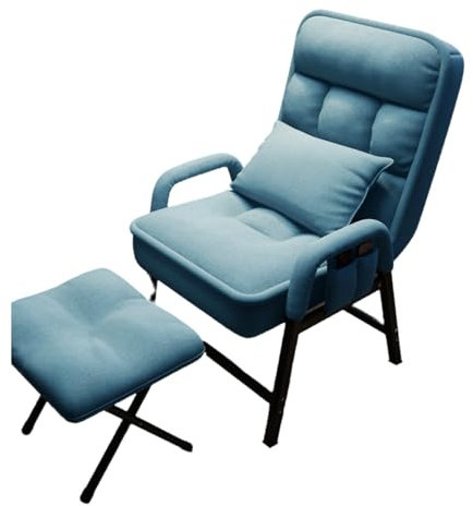 LLMMOOP Loungesessel, Polsterstuhl Mit Seitentaschen Und Verstellbarer Ckenlehne, Sessel Mit Liegefunktion Und Hocker, Fernsehsessel, Relaxsessel, Lesesessel (Blue)