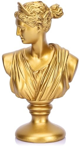 LCCCK Goldfarbene Aphrodite-Büste, Statue, klassisch, griechische Mythologie, römische Venusgöttin, Skulptur, Regale, David, ästhetische Dekoration für kleine Statuen, Bücherregal, Raumdekoration