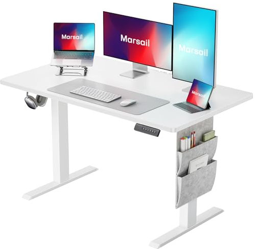 Marsail Stehpult, höhenverstellbar, 121,9 x 71,1 cm, elektrischer Stehschreibtisch mit Aufbewahrungstasche, Schreibtisch zum Sitzen und Stehen für Zuhause, Büro, Schreibtisch, Computertisch, 4