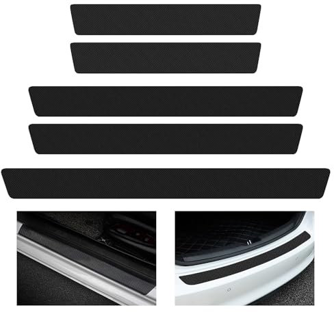 BFRDGE 5 Stück Auto Einstiegsleisten Schutz für Opel Vauxhall Astra G H J K GTC 2010-2020, Kohlefaser Auto Türeinstiegsschutz Aufkleber,Anti-Kratz Scuff Trim
