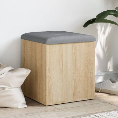 Hovothy Sitzbank mit Stauraum 42x42x45 cm Wohnzimmermöbel Schuhschrank Hocker Truhenbank Sitzfläche Aufbewahrungsbank Schlafzimmermöbel Eingangsbereich Eingangbank Holzwerkstoff Sonoma-Eiche