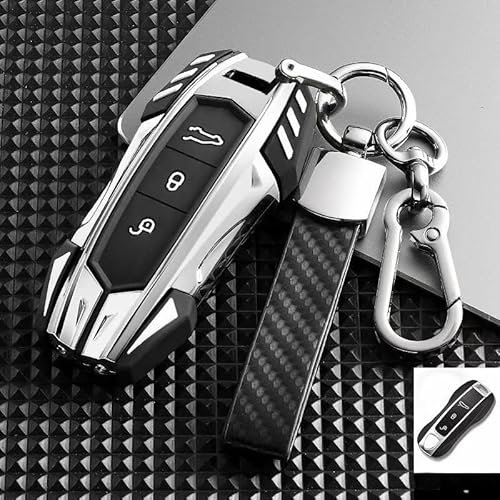 Autoschlüssel Hülle für Porsche Cayenne Coupe,Metall Autoschlüssel Gehäuse mit Schlüsselanhänger Autoschlüssel Schutz Kratzer Abnutzung Schlüssel Tasche Etui Box Cover Auto Deko,B-2