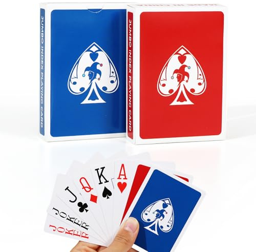 TYYIHUA Spielkarten Großdruck, Low Vision Spielkarten, 2 Pack Pokerkarten, Großdruck Spielkarten für Senioren, Sehbehinderte, für Blackjack, Euchre, Canasta Kartenspiel