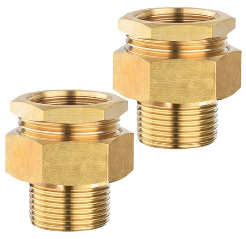 2 Stück Messing Verschraubung 1/2 Zoll, 1/2 AG/IG Messing Gewindefittings, G1/2 Messing Fitting Verschraubung, Verschraubung Konischdichtend mit Außengewinde, DN15 Rohrverschraubung Gewindefitting